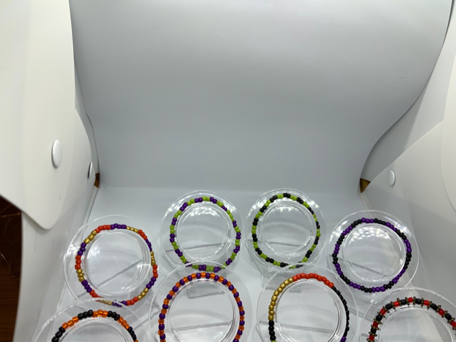 Lot of 9 Seed Bead Multi Color 2.5mm-3mm Glass Bracelets Jewelry Holiday