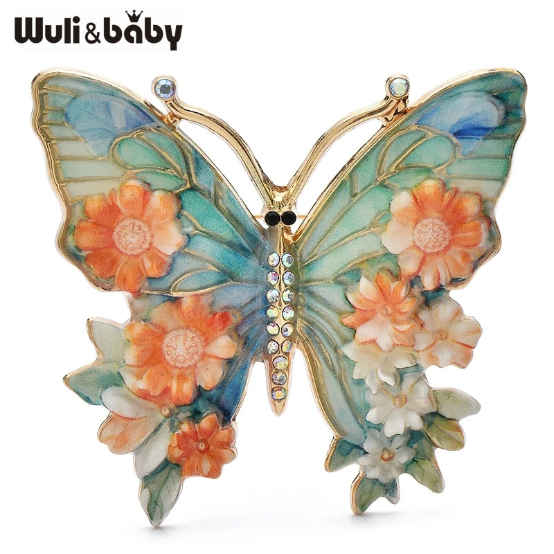 Beautiful Vintage Big Flower Butterfly Insect Brooch 5 Color Wuli&baby For Women