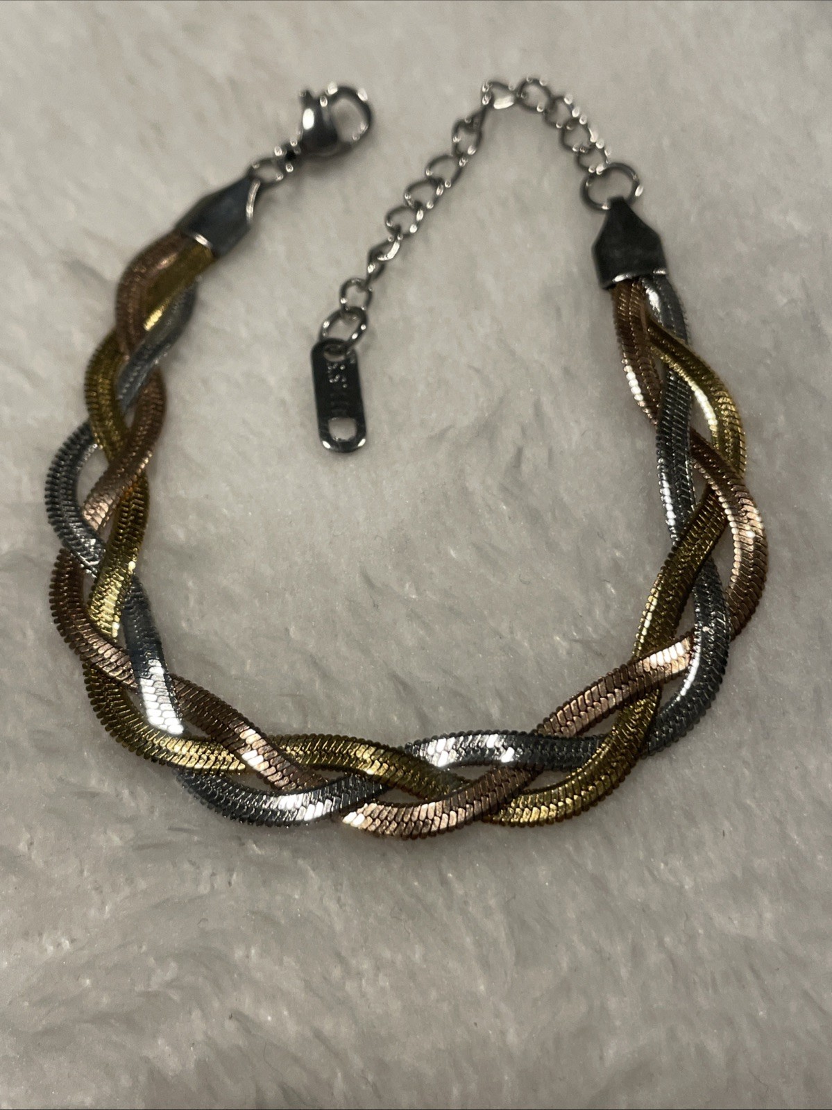 Bracelet 3 Braided Strands Multicolor 6 Inches With 2 Inch Extension.