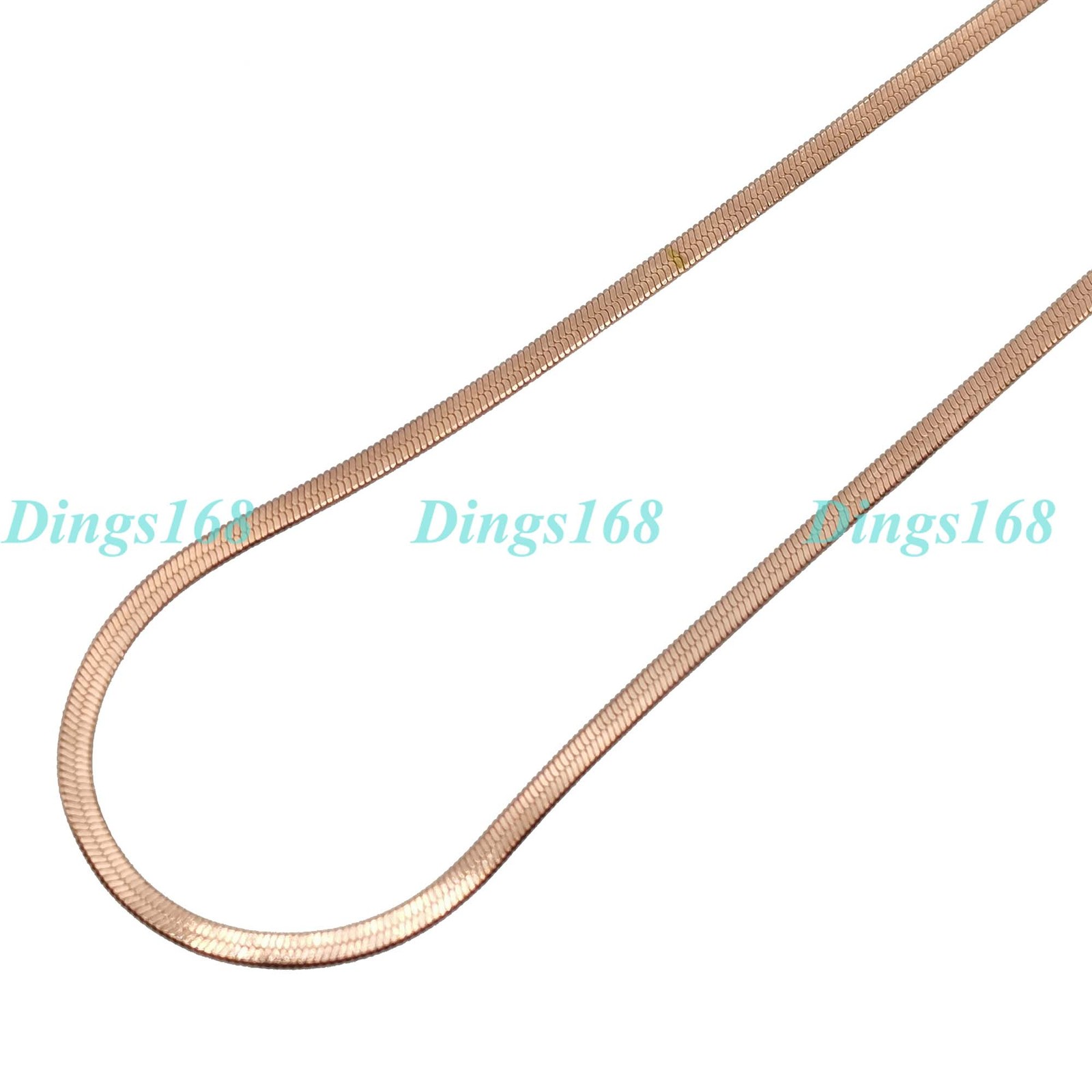 Real 18K Rose Gold Filled Tarnish-Free 2mm Thin 24inch Flat Snake Chain Necklace