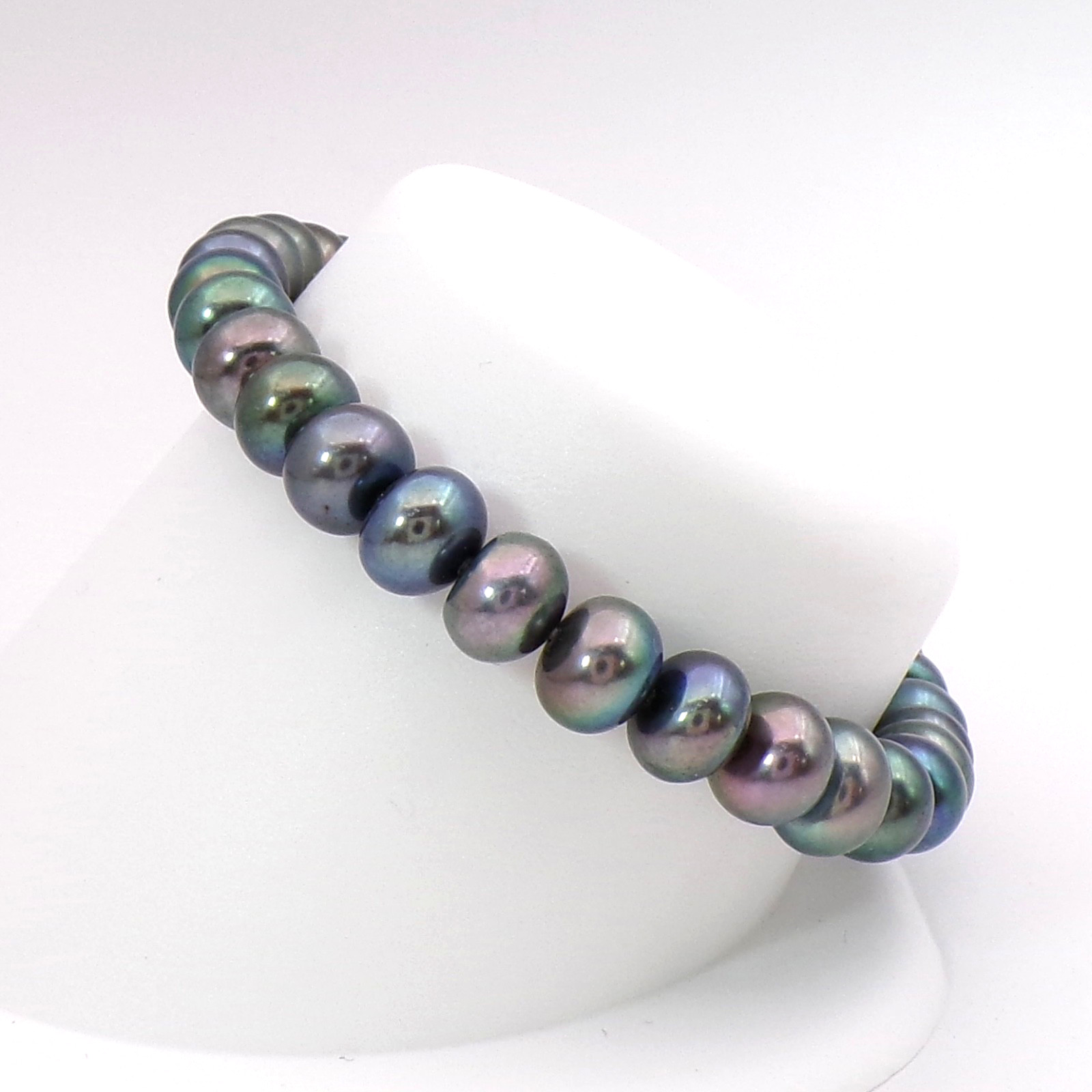 Peacock Gray Freshwater Pearl Stretch Bracelet New 7mm 6.5 to 8in