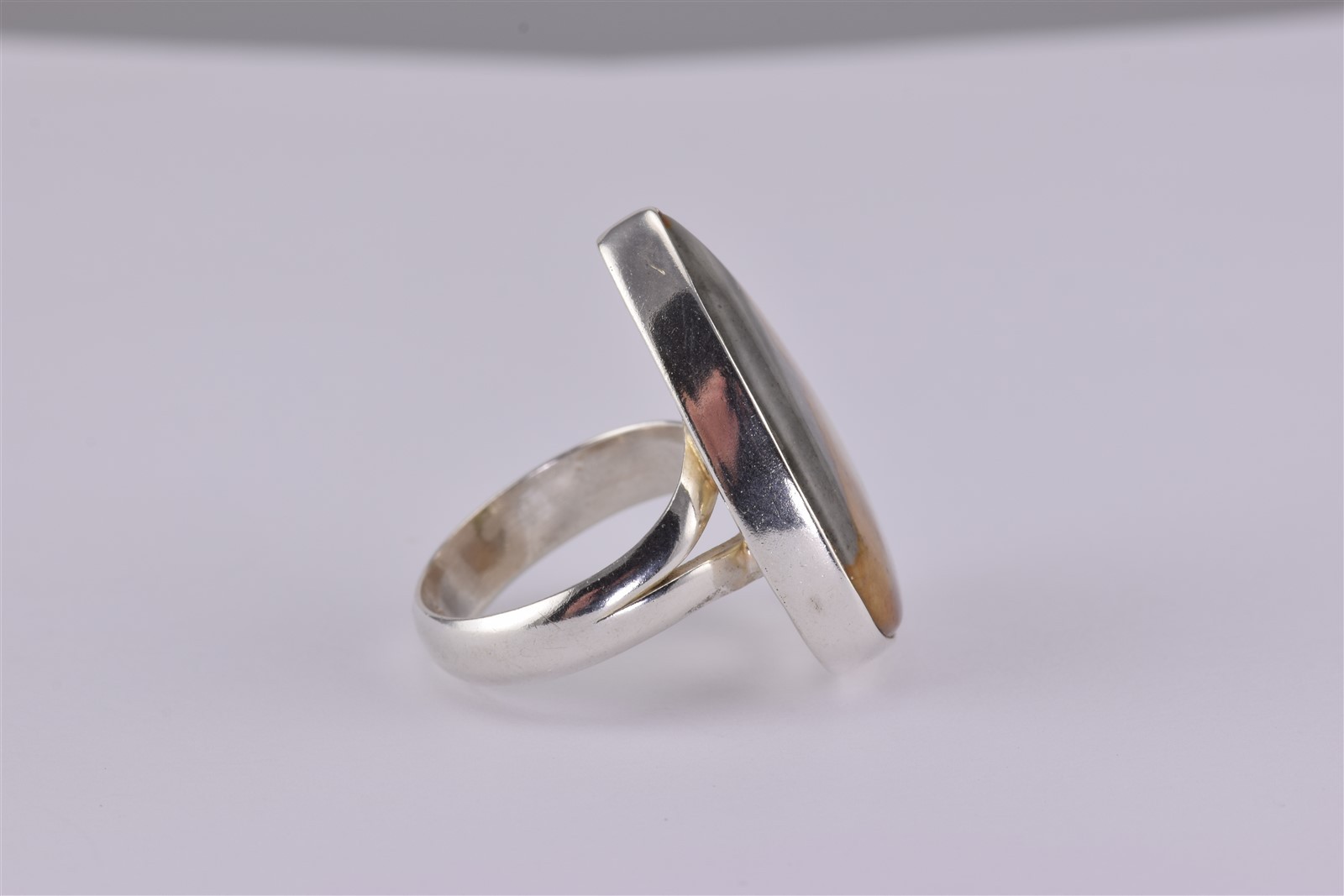 Sterling Silver Teardrop Pear Polychrome Jasper Statement Band Ring 925 Sz: 7