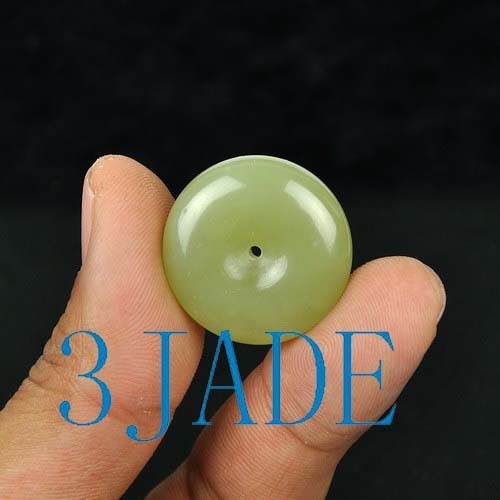 1″ Natural Olive Green Celadon Nephrite Jade Donut /Bead /Disc Pendant /Necklace