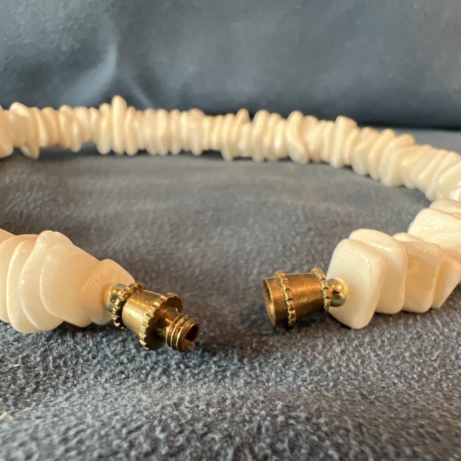 White Shell Chip Beaded Beach Anklet, Adjustable, Brass Barrel Closure, 9 in