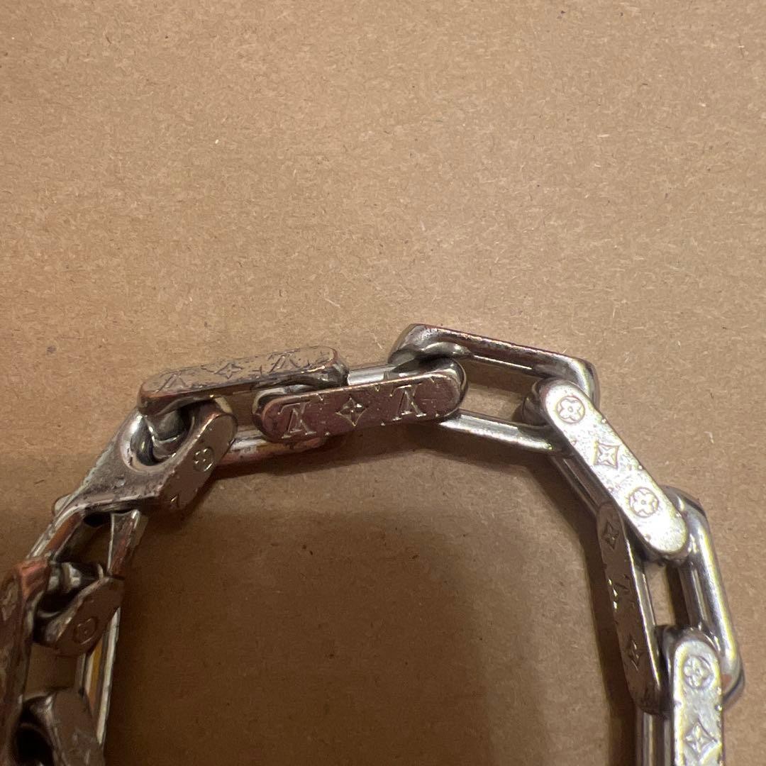 Louis Vuitton M64223 Monogram Chain Link Bracelet Size M Silver Tone Metal