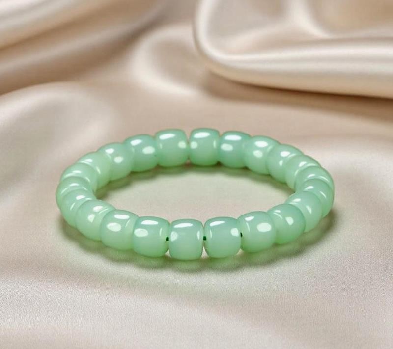 Girl Grandma Mothers Lady Women Green Jade Beads Bracelet Jewelry Gift Box DD156
