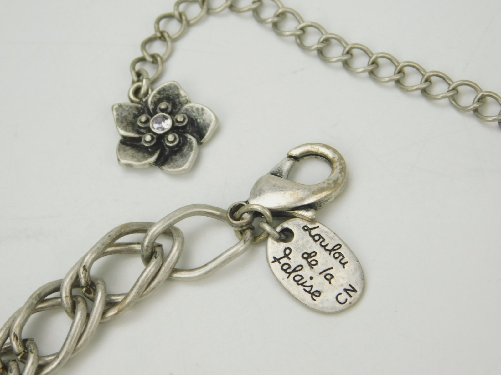 Loulou de la Falaise Silver Tone Fairy Flower Garden Rhinestone Bib Necklace