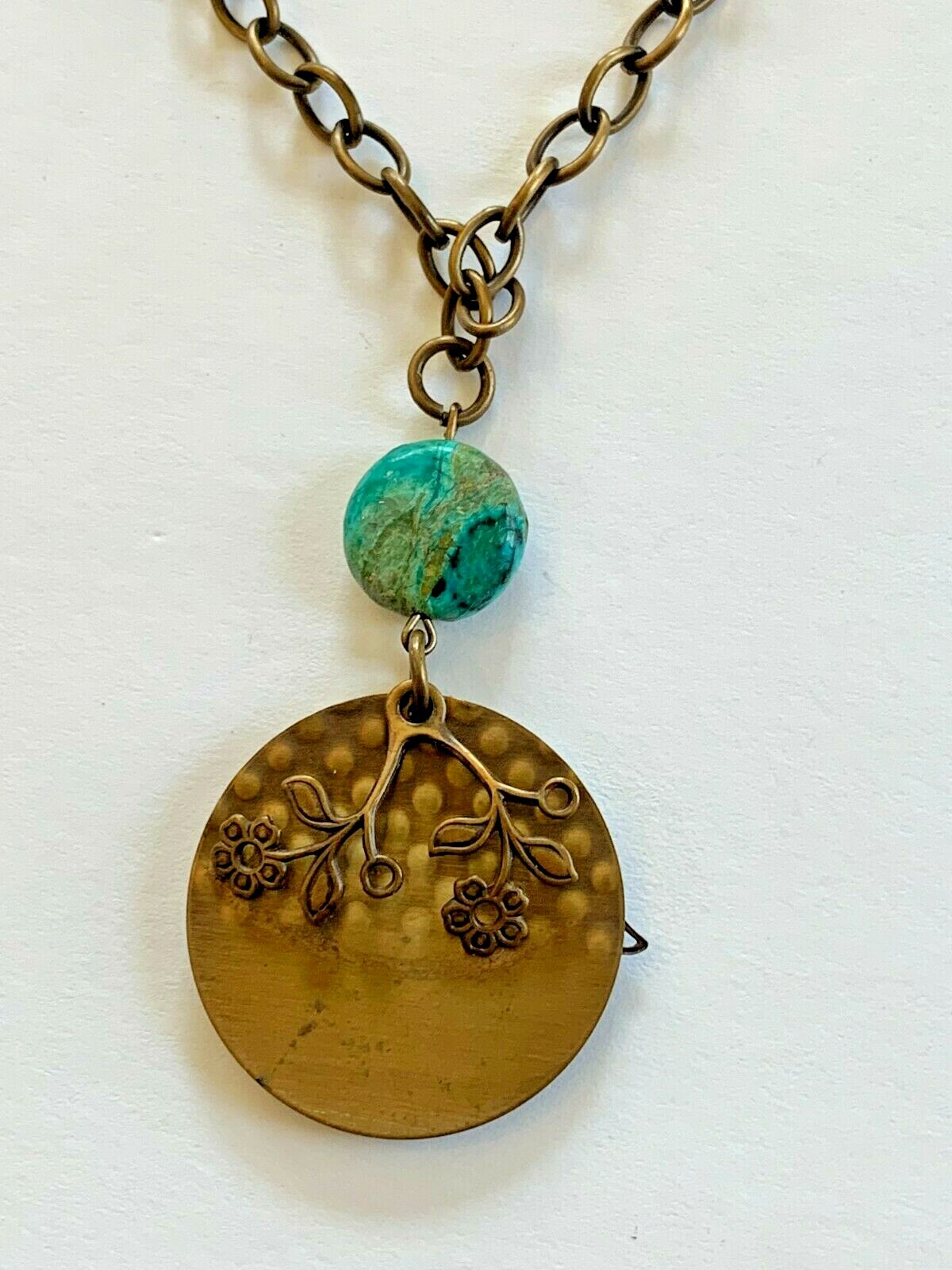 Brass Plated Dragonfly Patina NECKLACE 19 inches (48cm) Estate