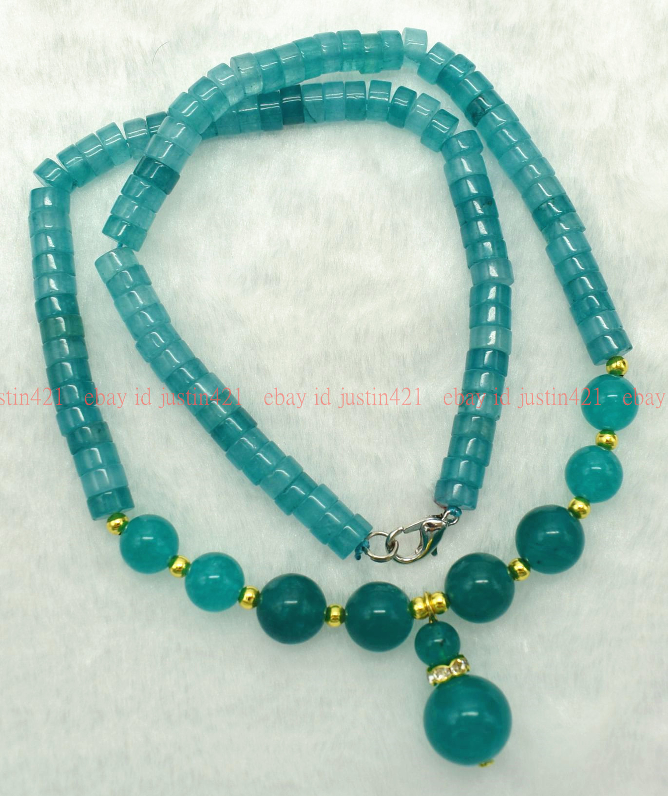 100% Natural 3x6mm Blue Amazonite Rondelle Gems Beads Pendant Necklace 16-28″ AA