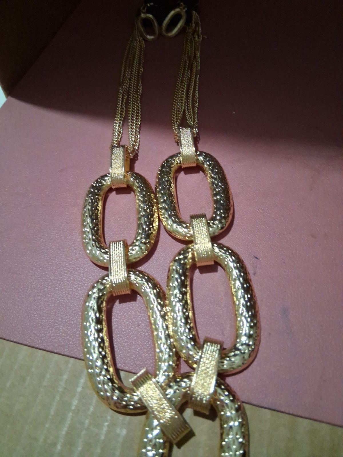 Gold Tone Multi-Strand Chunky Oval Cable Chain Statement Necklace Lobster