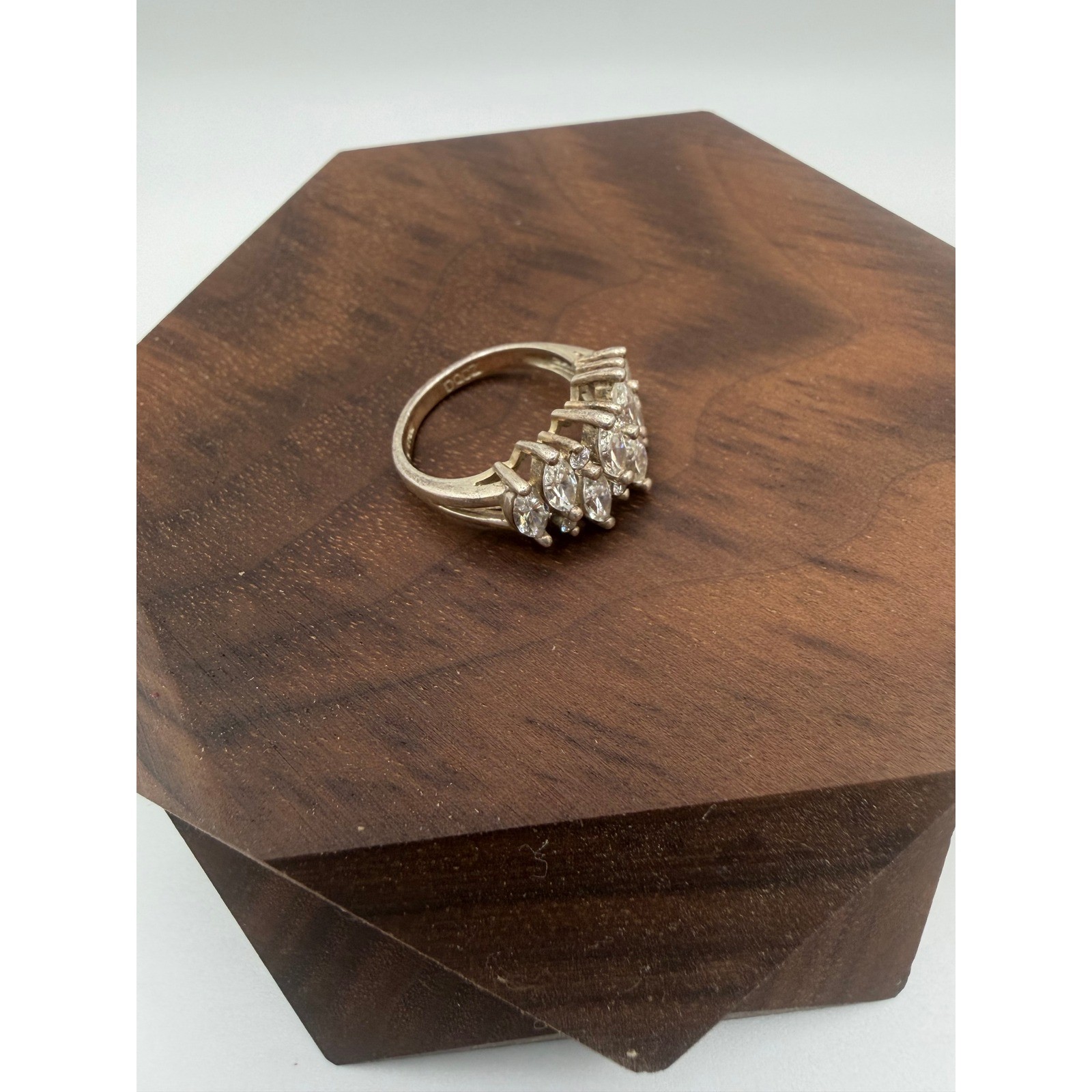 DQCZ Sterling Silver Marquise Diamonique Cluster Statement Ring Size 5