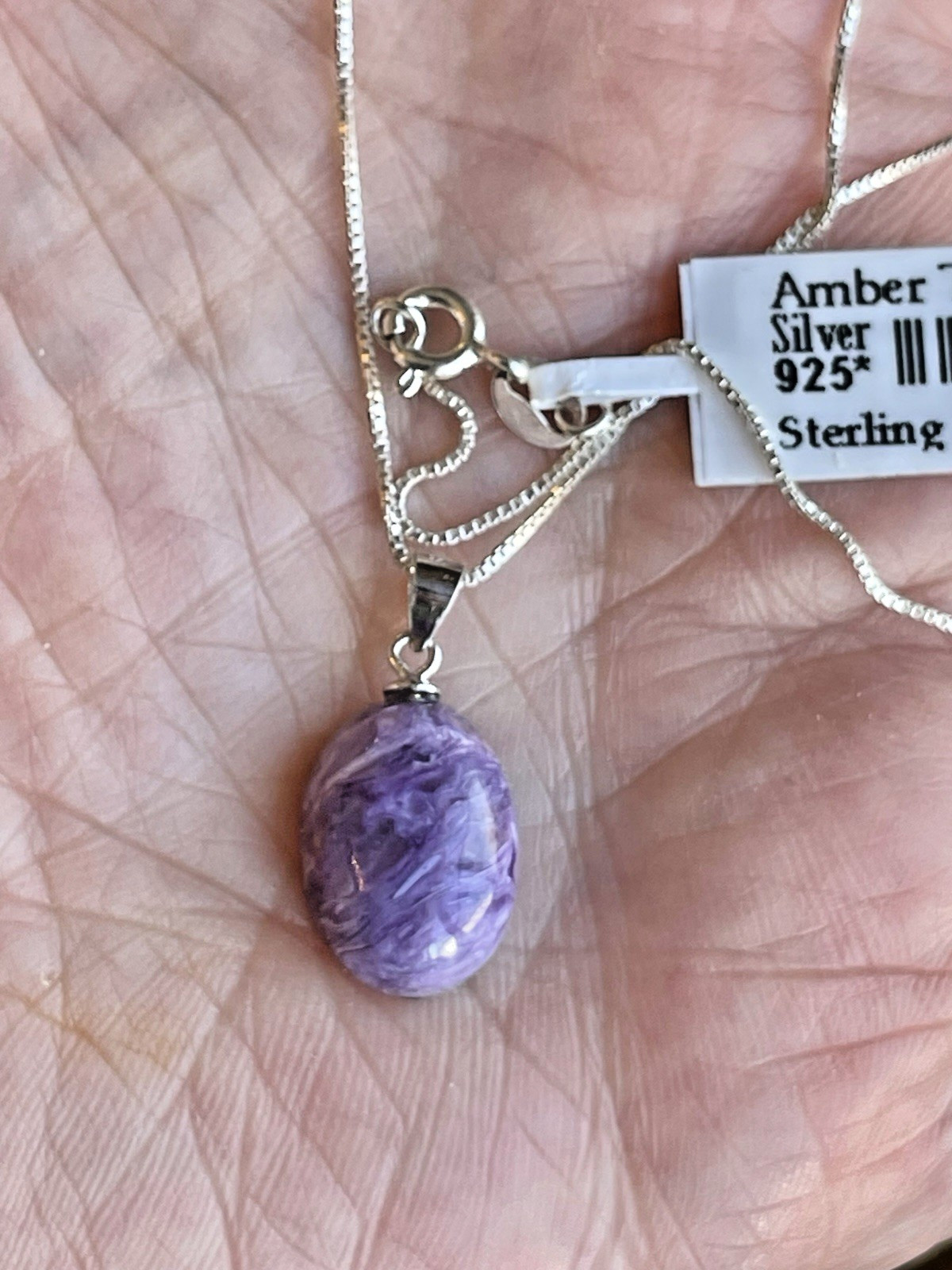 100% Genuine Siberian Russian True Purple Charoite Pendant Sterling Silver