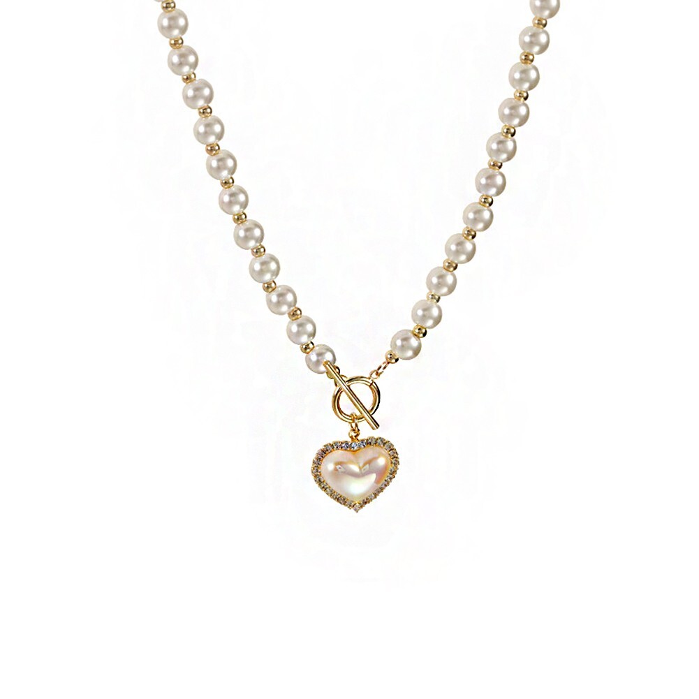 Heart Pendant Necklace Pearl Choker Korean Style Elegant Clavicle Chain Jewelry