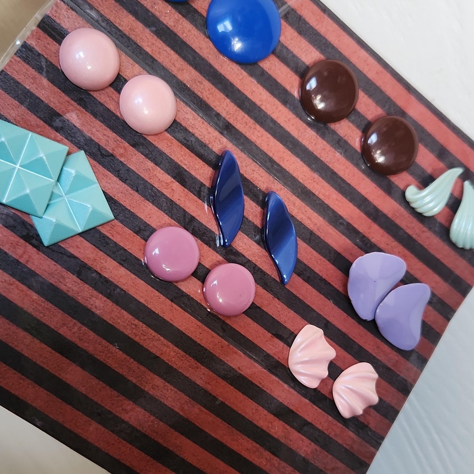 Multicolor 80s Vintage Plastic and Metal Stud Earrings Assorted Jewelry Lot