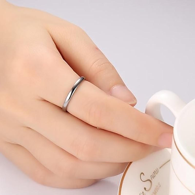 2mm Solid Stainless Steel Plain Thin Ring Silver Polished Band Gift Size 6 to 10