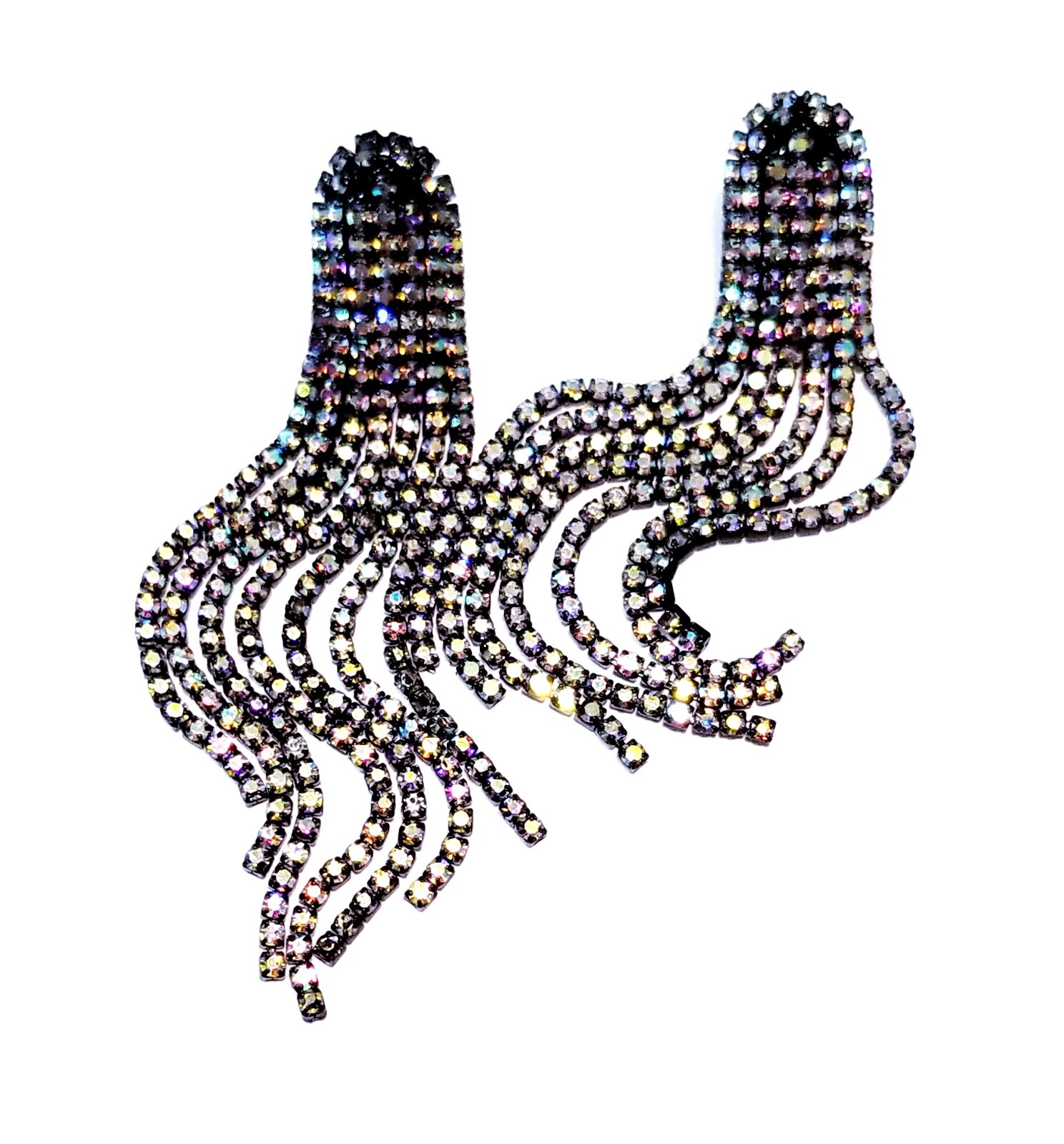 Chandelier Drop Dangle Earrings Rhinestone Crystal 3.6 inch AB Iridescent