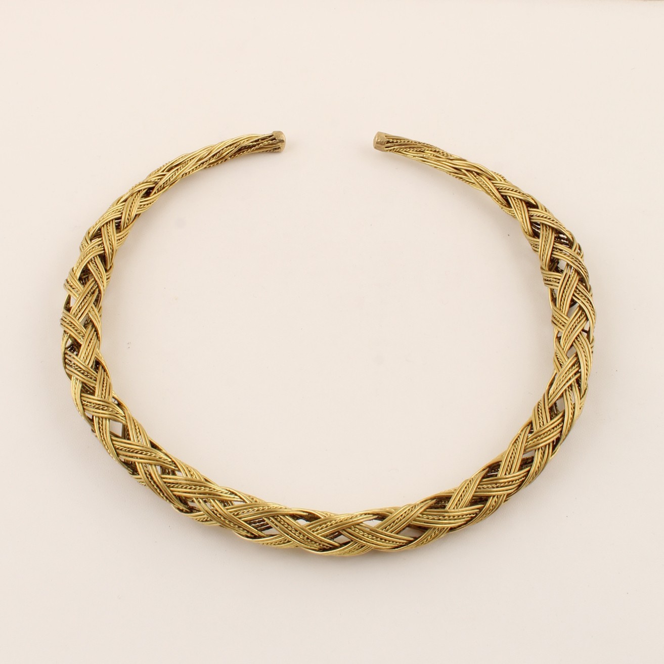 Gold Plated Braided Choker Necklace Open Collar Torque Statement Women Jewelry