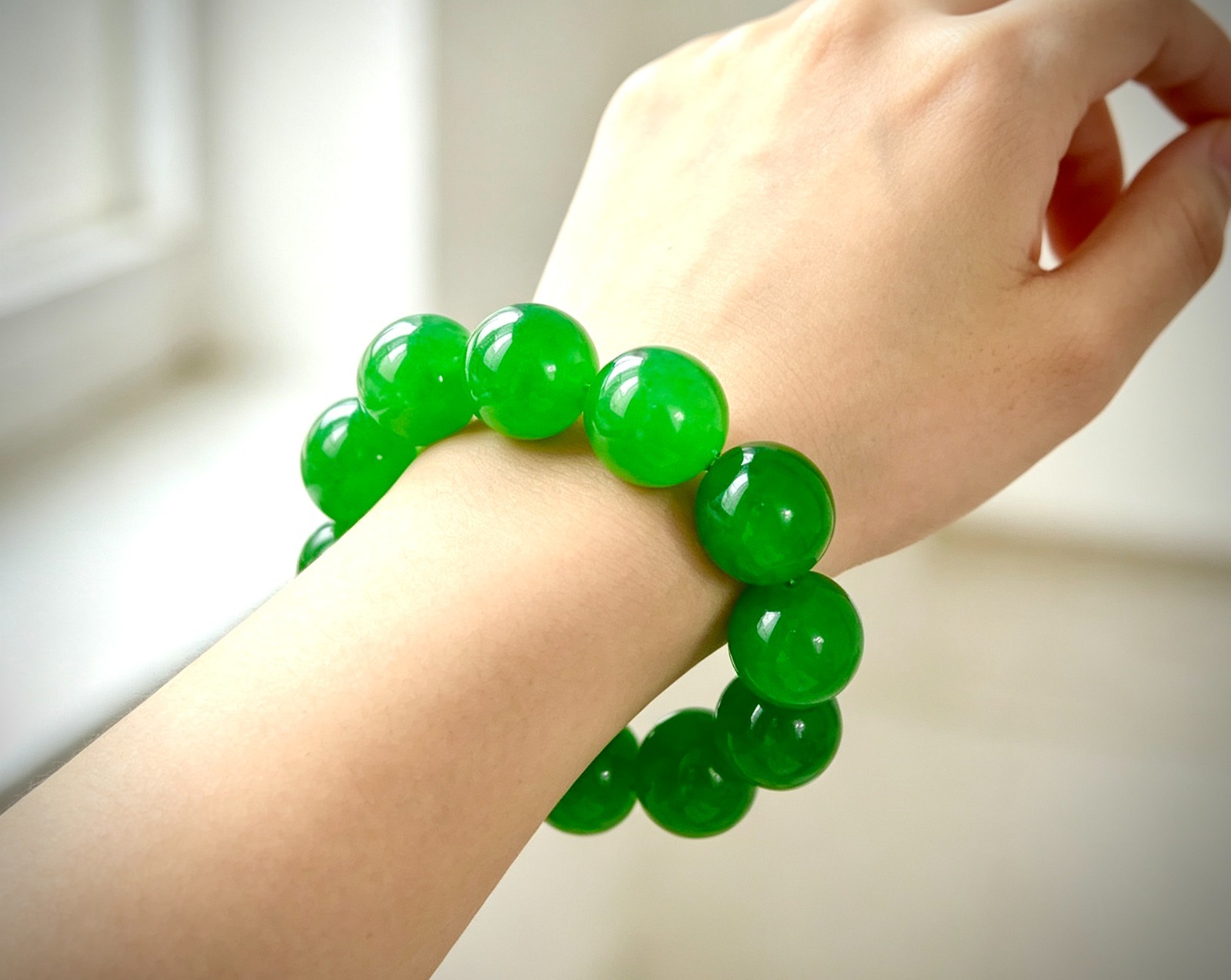 20mm Natural Perfect Green Burmese Beads Jade jadeite Bracelets Bangle