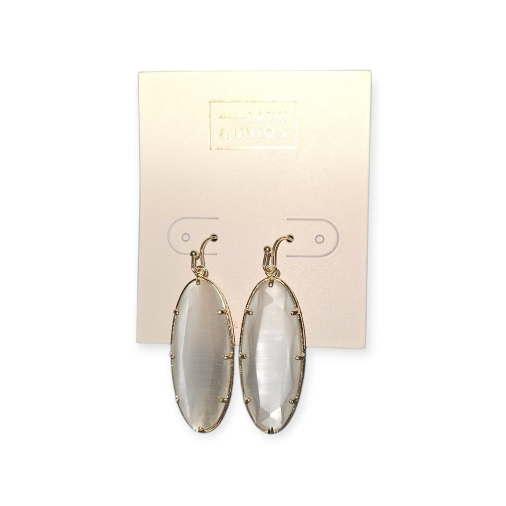14th & Union Faceted Oval Drop Earrings White/Clear Statement Earrings