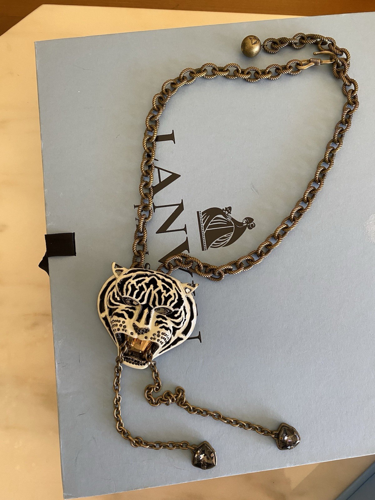 Lanvin Crystal Pendant Necklace,New with box