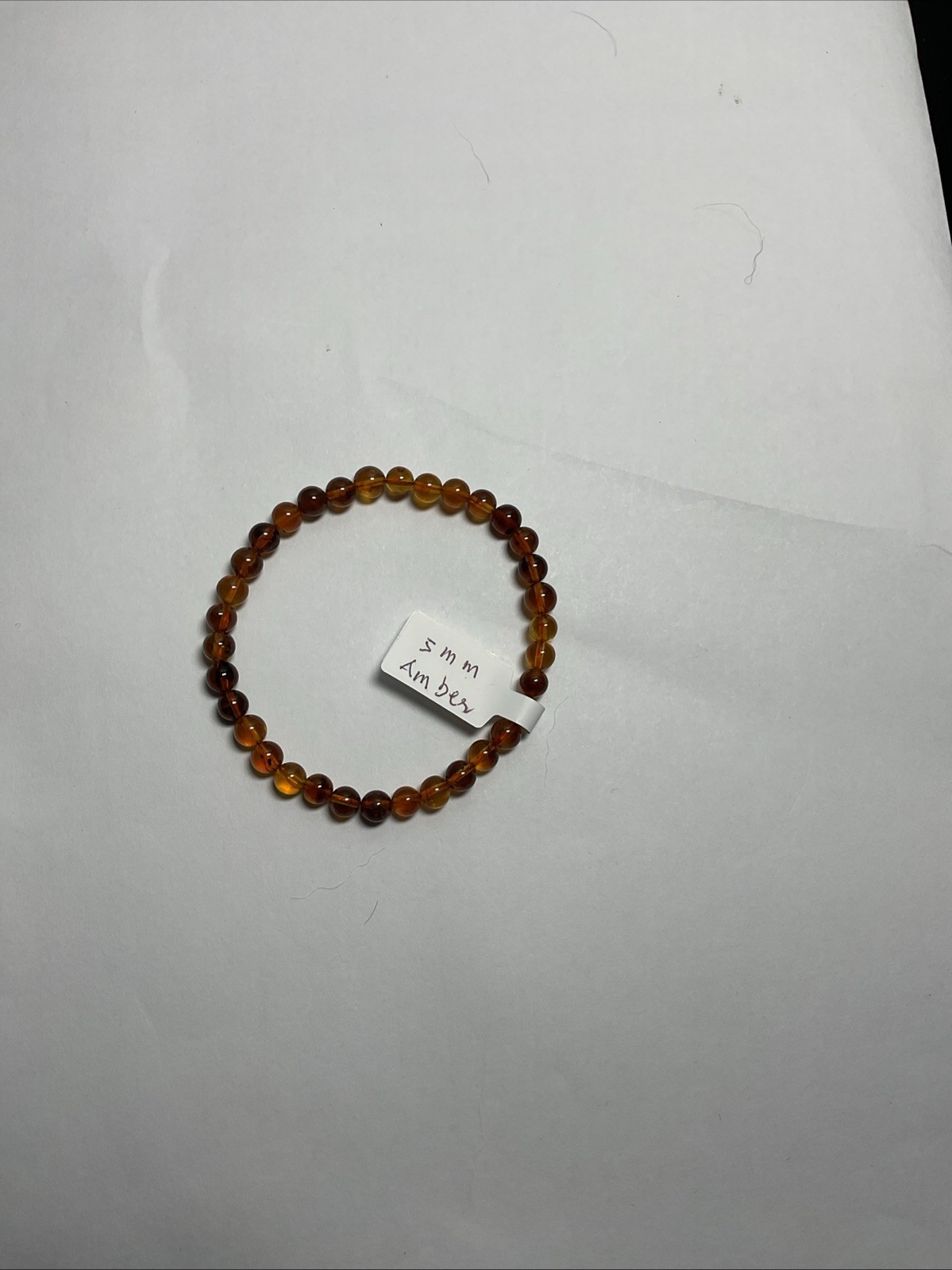 Natural Amber Beaded Bracelet Brown Yellow Round Gemstone Jewelry 5mm/6 Inches