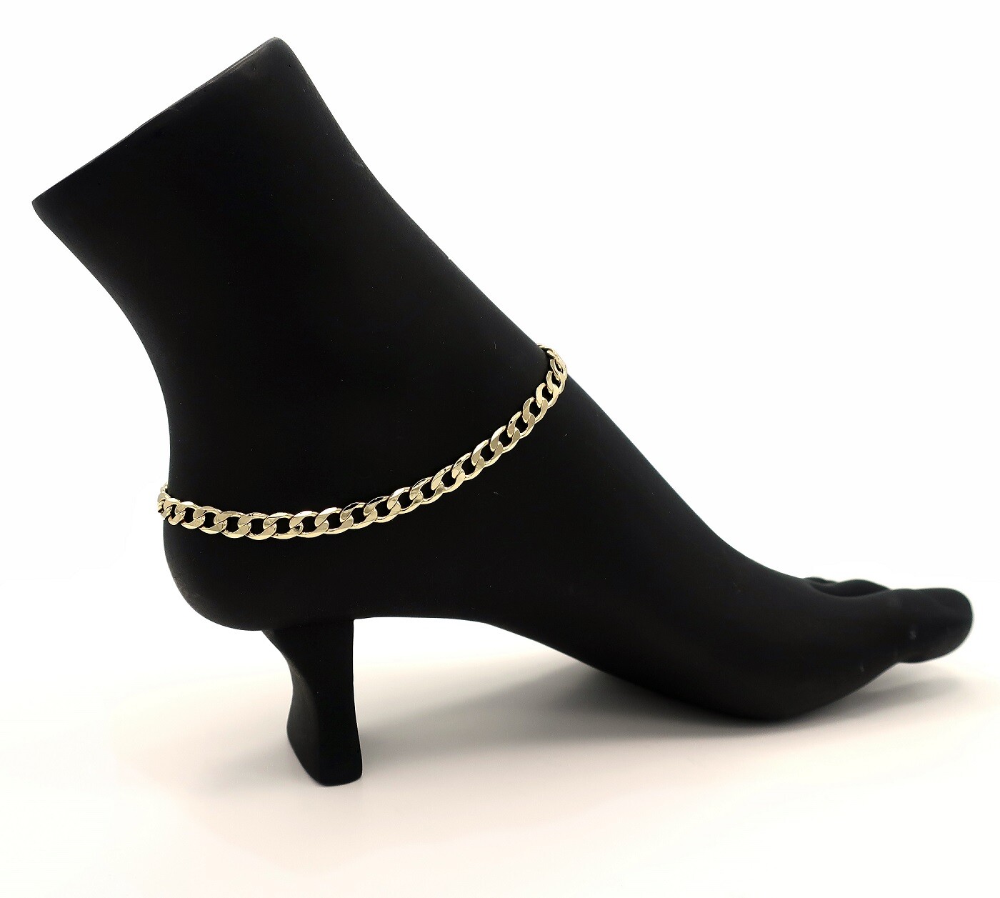 10″ ITALIAN CUBAN LINK CHAIN 6mm CUBIC ZIRCONIA ANKLET BRACELET 14K GOLD PLATED