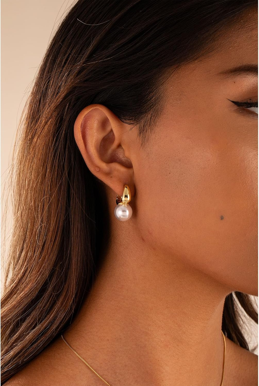 Pearl Earrings for Women, Dainty 14K Gold Plated/Silver Plated Drop Quality Hand
