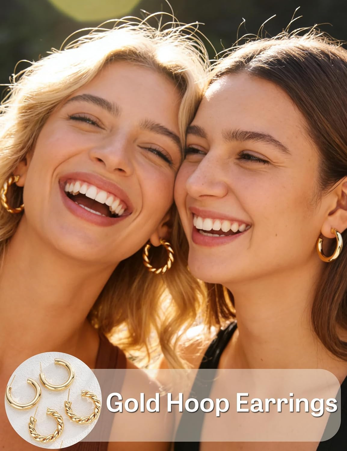 9 Pairs Gold Hoop Earrings for Women, 14K Gold Plated Chunky Hoop Earrings Set,