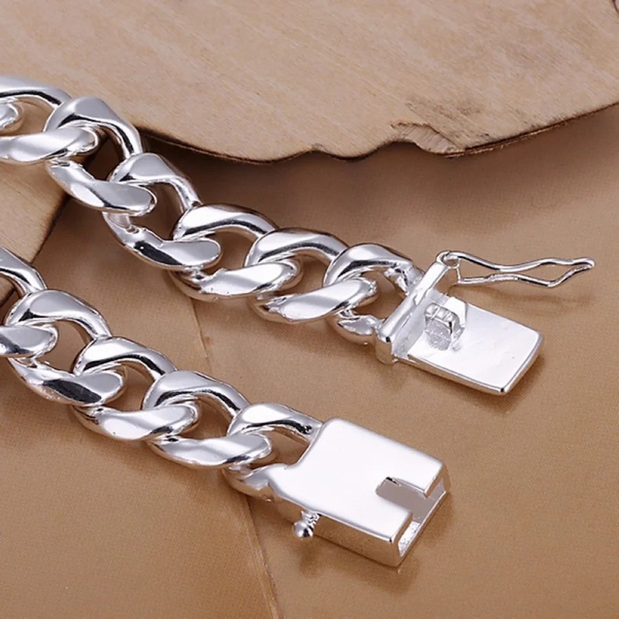 925 Sterling Silver Solid chain Bracelet men women Chain fashion Jewellry