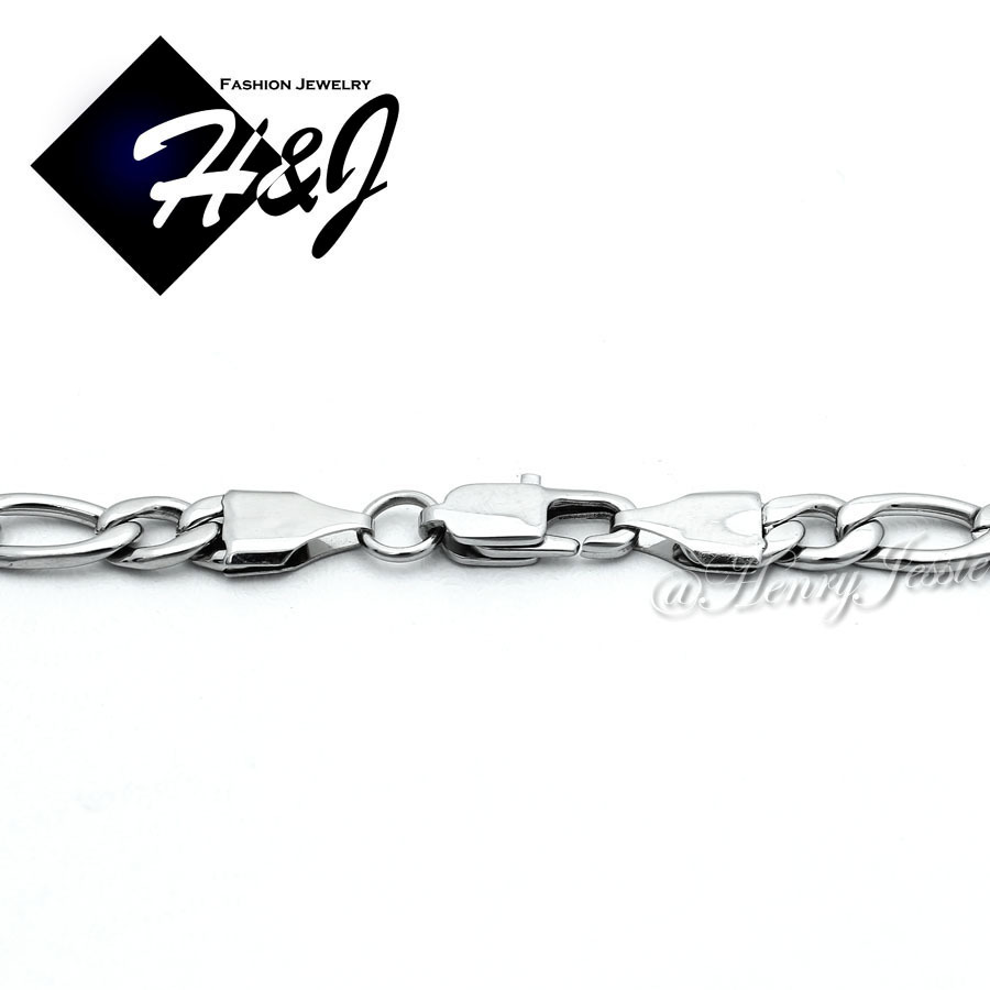 7.5″–11″MEN WOMEN Stainless Steel 8mm Silver Figaro Link Chain Bracelet