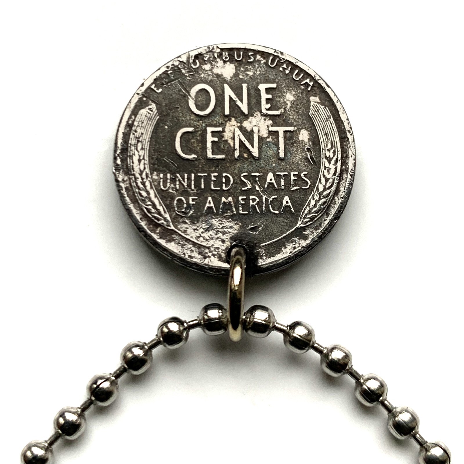 USA 1943 steel penny cent coin pendant World War 2 Allie Abraham Lincoln 001176c