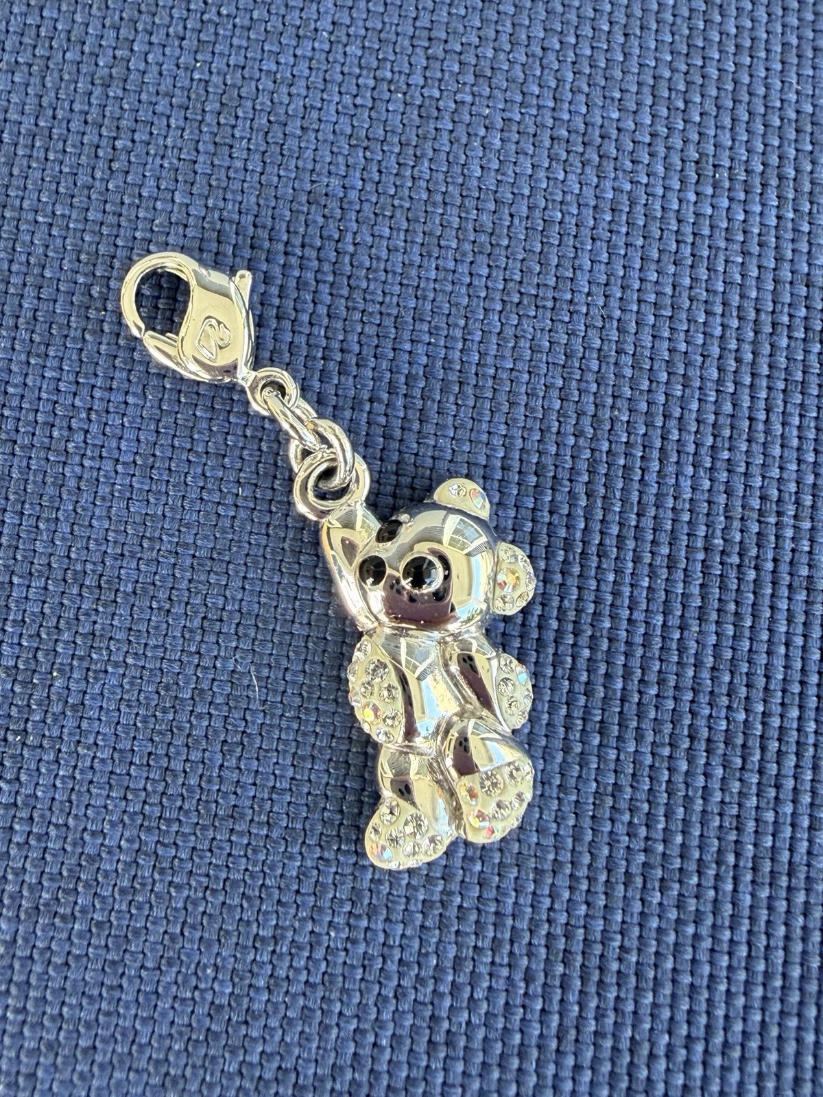 Swarovski signed Kris Bear Clip On Charm Rhodium Crystals