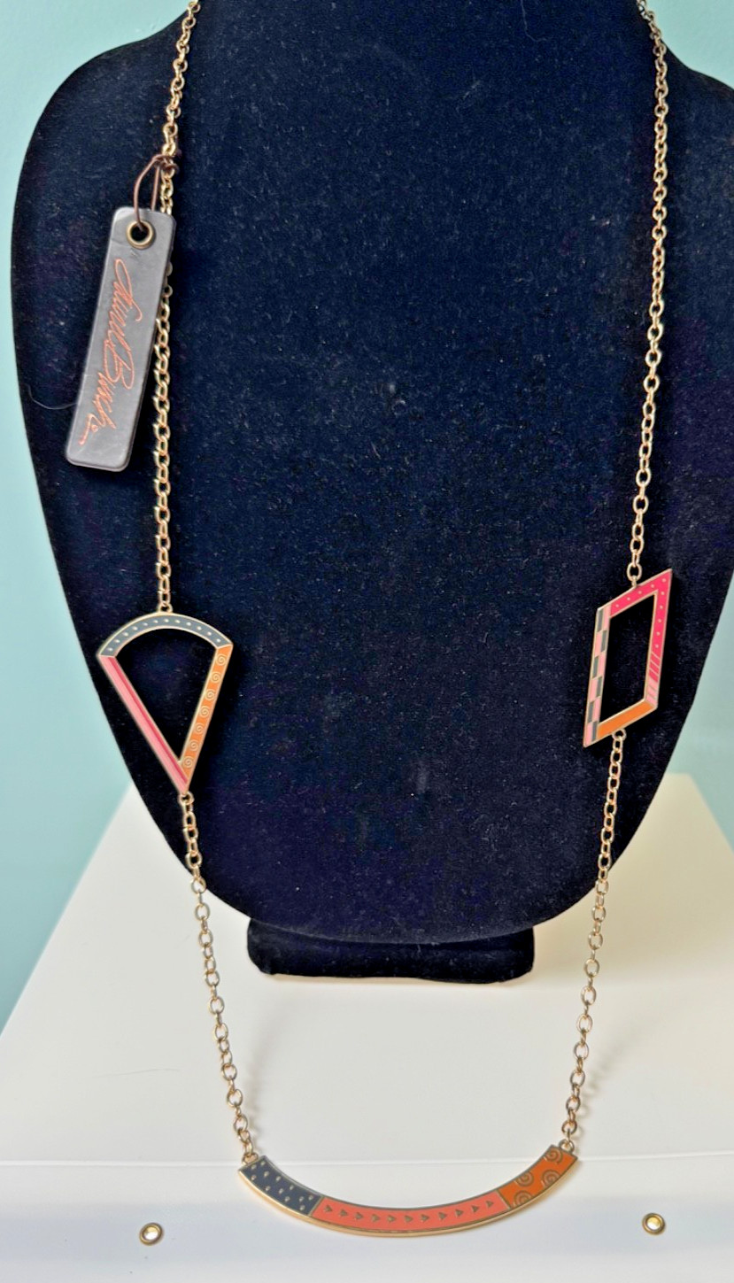 Signed Laurel Burch Colorful Long 34″ Necklace New with Tags
