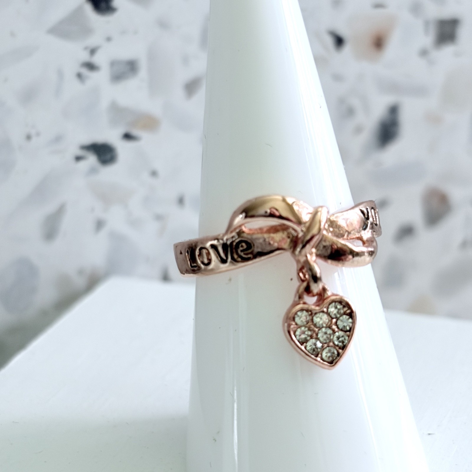 14k Rose Gold & 925 S.S. White Cubic Zirconia Round Cut Bowknot Women’s Ring