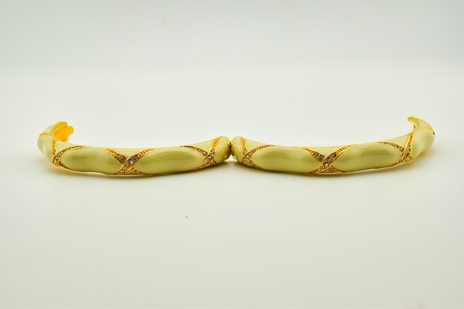 Camrose & Kross Audrey Hepburn Ivory Rhinestone Hinged Bangle Bracelet