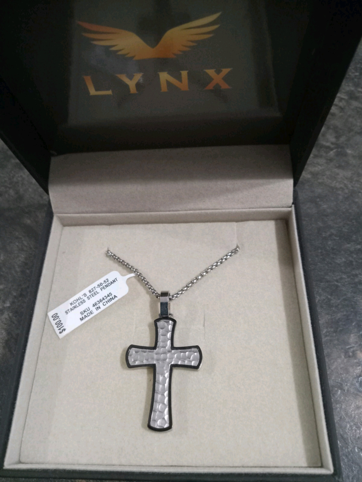 Lynx Stainless Steel Cross Pendant