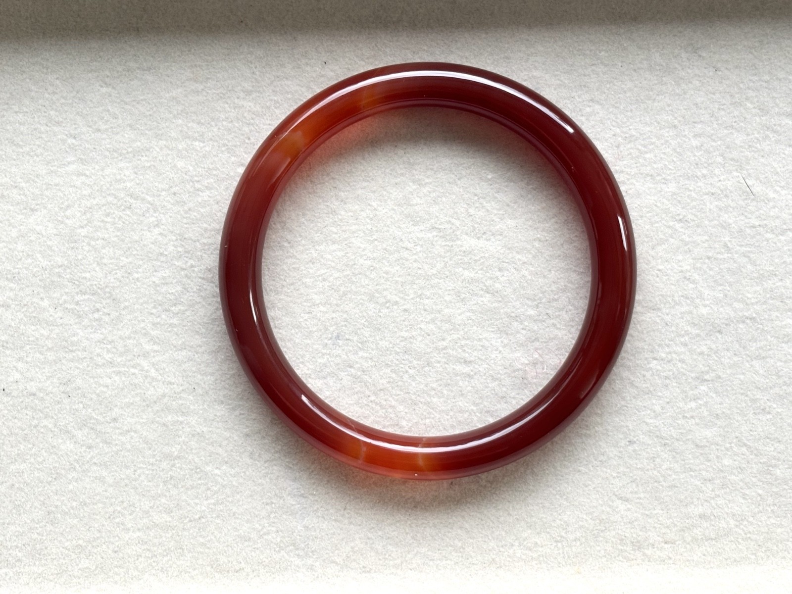 56.5mm Carnelian Red Agate Bangle Full Round with White Cloud Accent