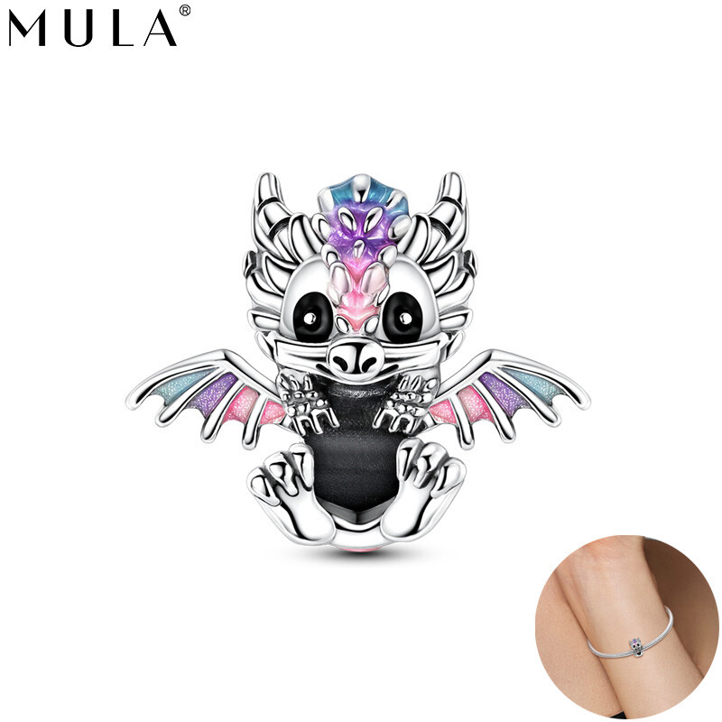 MULA Fine 925 Sterling Silver Cute Dragon DIY Charm For Women Bracelet Jewelry