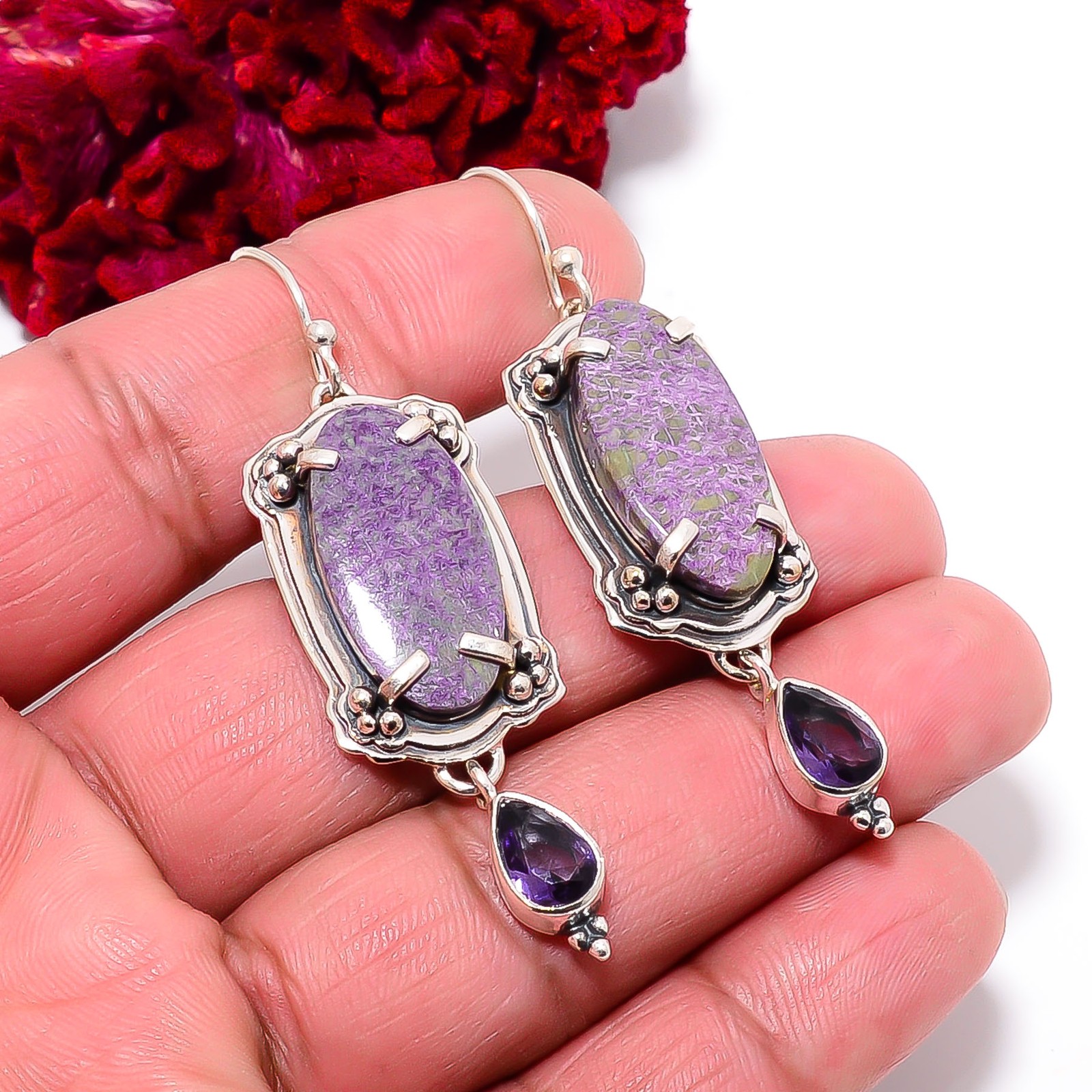 Stichtite – Island Of Tasmania Handmade 925 Sterling Silver Earring 2.42″ E98767