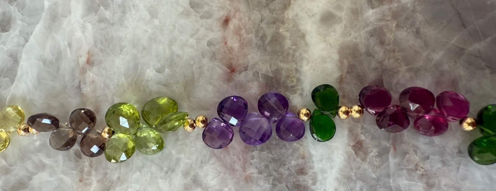 semi precious stoned gold plated 16″ necklace STUNNING!