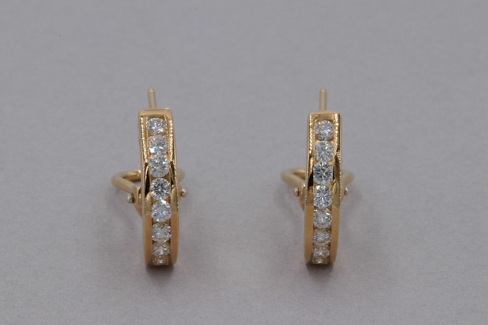 Omega Back Huggie Earrings 2Ct Round Simulated Diamond In 14K Yellow Gold Plated