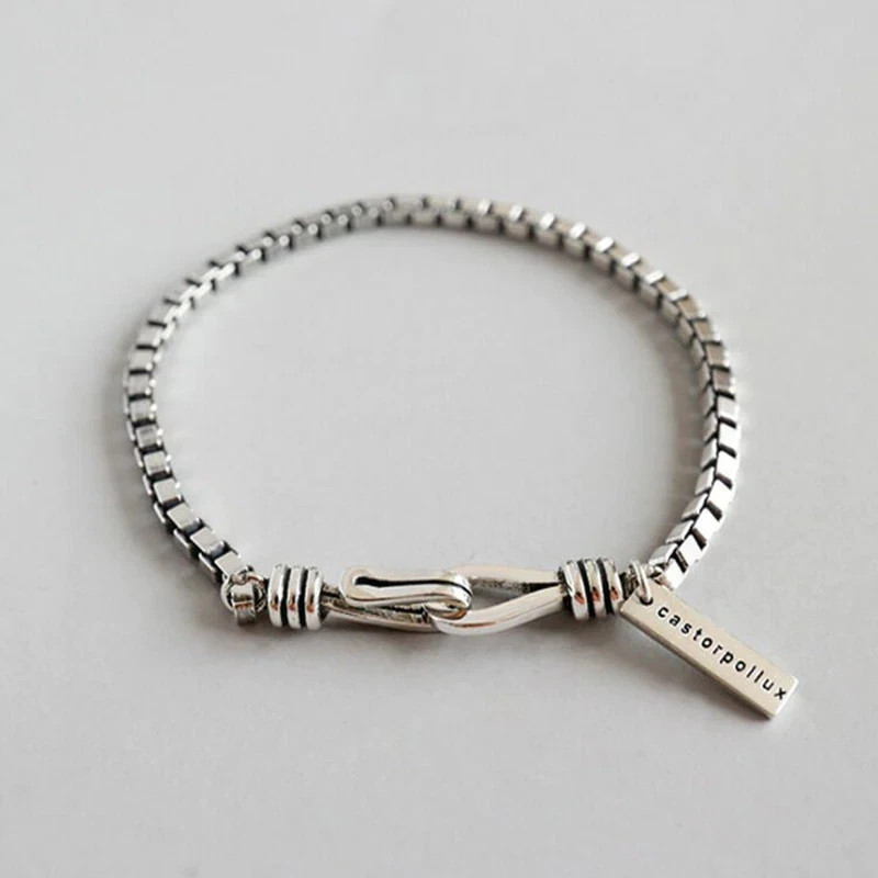 Women’s 925 Sterling Silver Beads Handmade Retro, Geometric Bracelet Gift.