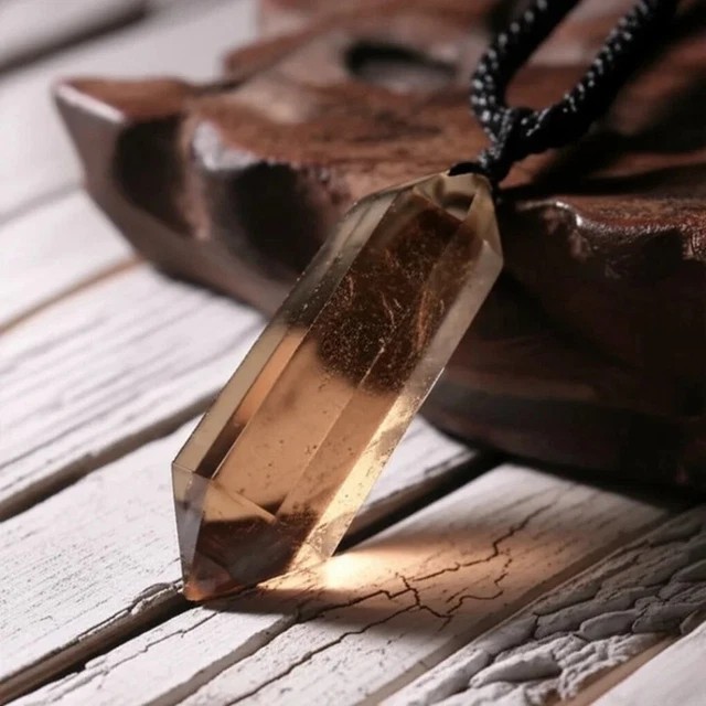 Natural Smoky Quartz Hexagon Pendant Healing Balance Amulet Unisex Necklace