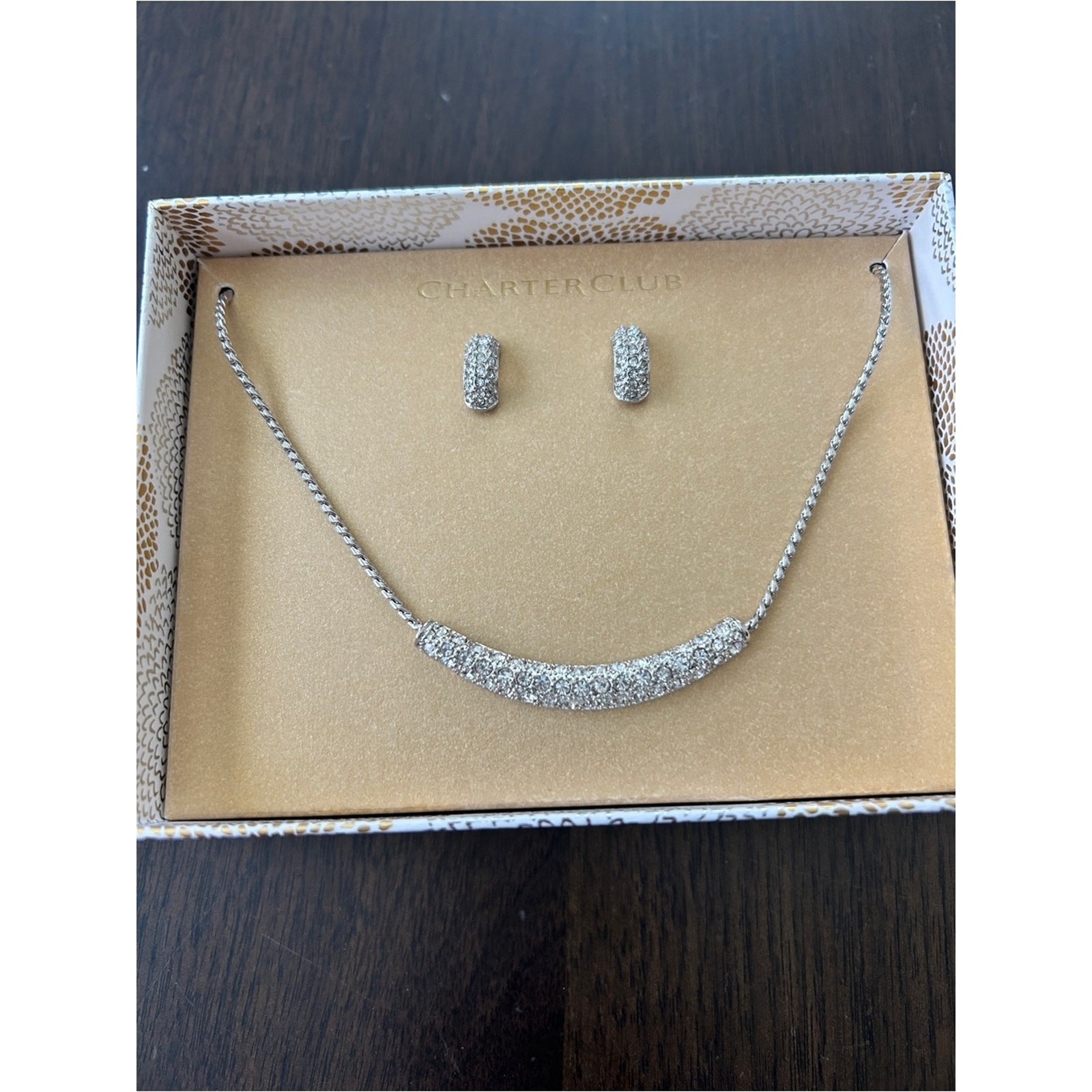 NEW charter club silver necklace and earrings set
