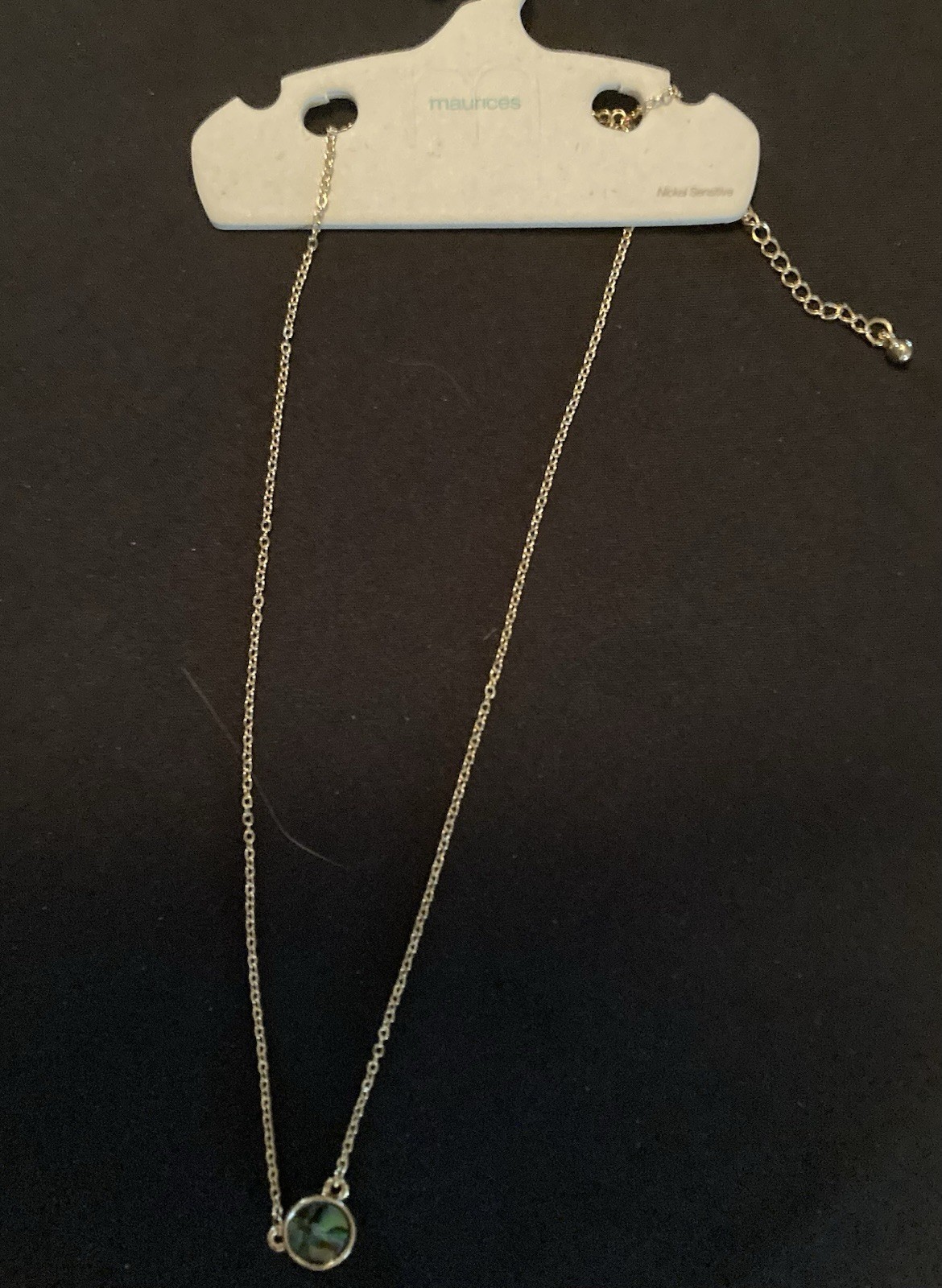 maurices Silver Tone Cable Chain Round Bezel Charm Pendant Necklace Nickel-Free