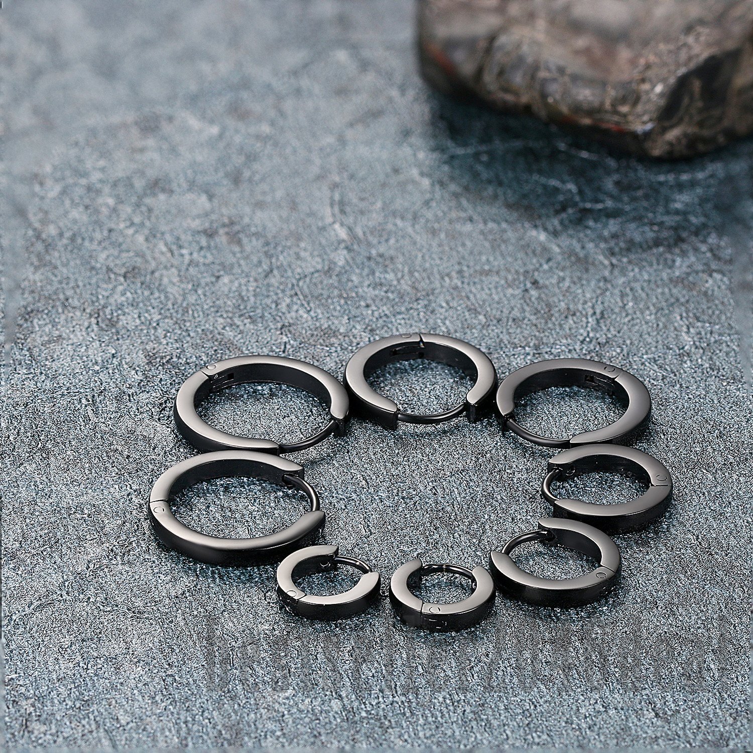 4 Pairs Stainless Steel Small Hinged Huggie Hoop Earrings Stud 7-14mm Men Women