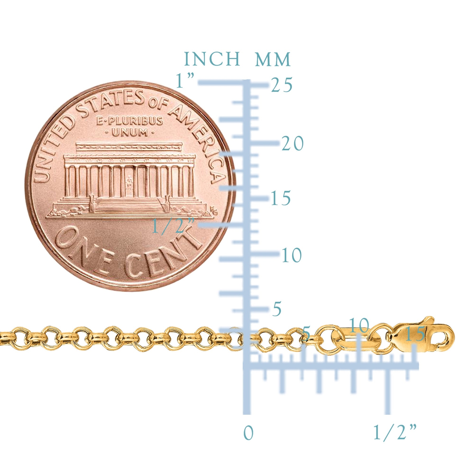 10k Yellow Real Gold Round Rolo Link Chain Necklace, 2.3mm, 18″