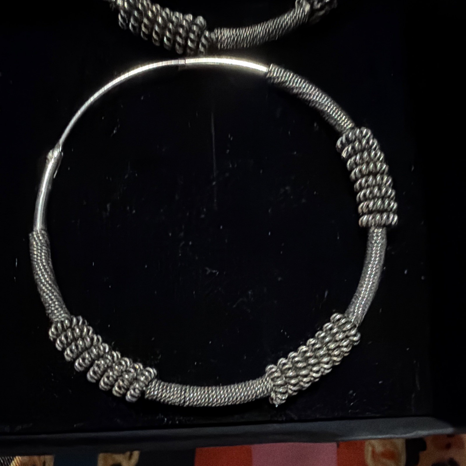 Sterling Silver Bali-style twisted rope design hoop earrings