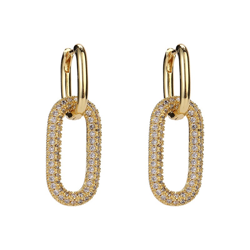 Gold Alloy-inlaid lustrous metal earrings Earrings Double Drop Earrings forWomen