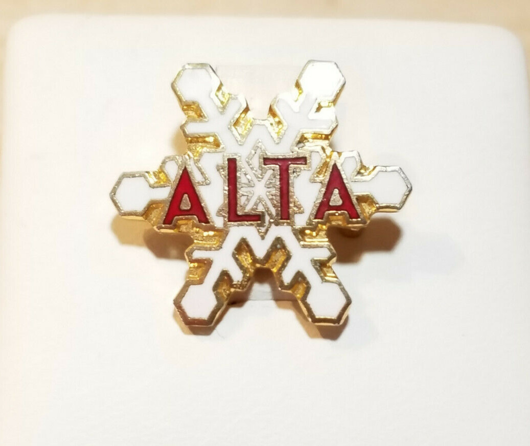 Alta Snowflake Pin White Red Brooch Gold Toned 3/4″ – Swanky Barn